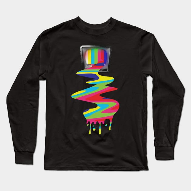 Video Killed The TV Star - Glitch Art Long Sleeve T-Shirt by Lumos19Studio